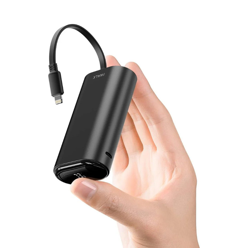 iWalk LinkPod Portable Charger 9000mAh Ultra-Compact Power Bank - Black - مزود طاقة
